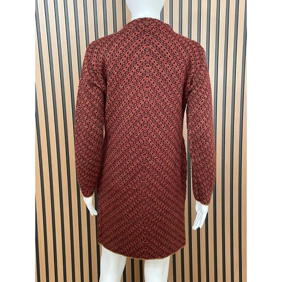 Janiya Women's Dress Sweater Boho Tunic Red Knit Long Sleeve Tribal Aztec Cozy - Picture 2 of 8